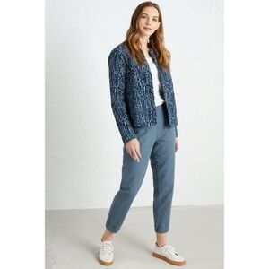 SEASALT Cornwall Organic Cotton Blue White Floral Quilted Jacket size Medium